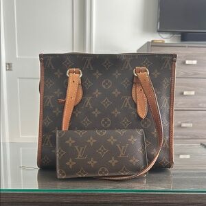 Louis Vuitton Brown Monogram Tote Bag with matching wallet